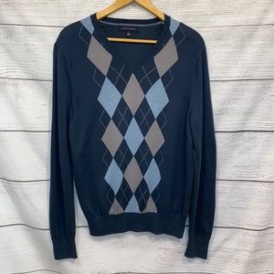 Men's Banana Republic blue argyle v neck sweater M
